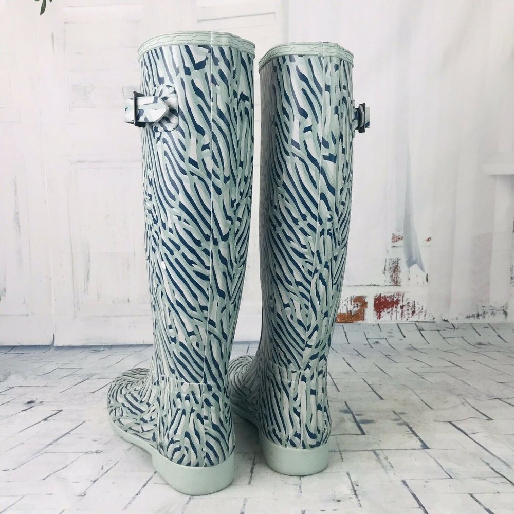 Hunter Boots Tall Coral Print Seaspray Rubber Rain - Picture 7 of 10